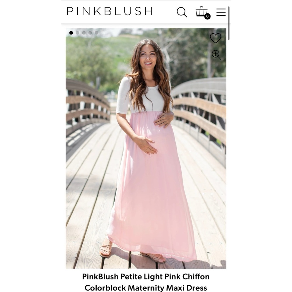 PinkBlush Petite Light Pink Chiffon Colorblock Maternity Maxi Dress